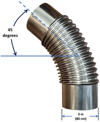 Elbow 45 Degrees,  3 in diameter for the EGAN-MX2 Camping Wood Stove