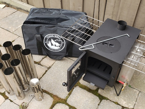 EGAN Portable Camping Wood Stove with 3L Hot Water Tank – Yukon Wolf